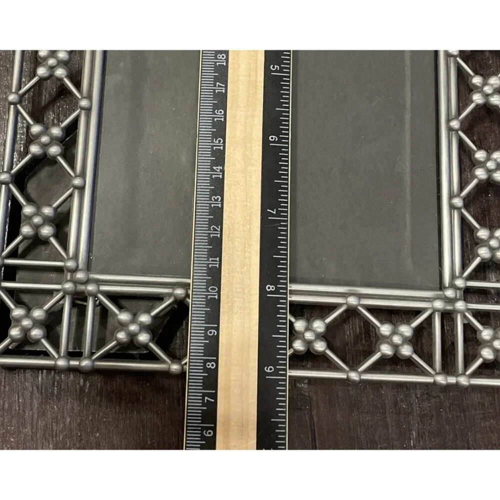 Malden Pewter Picture Frame Vintage Lattice Floral Tabletop‎ 9” X 7” Cottagecore